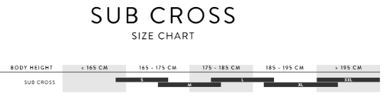 sub cross 50 men sizing