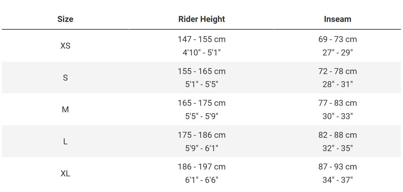 FX SPORT SIZING